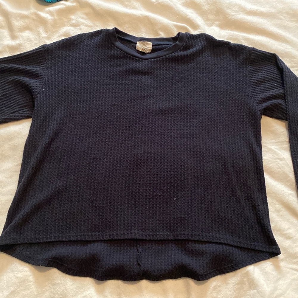 PST Los Angeles by Project Social J Waffle Knit Cropped Sweater